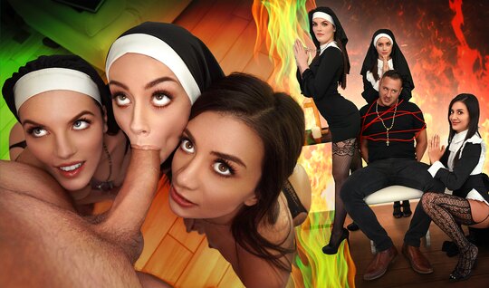 The nuns attacked a big cock and wanted groups...