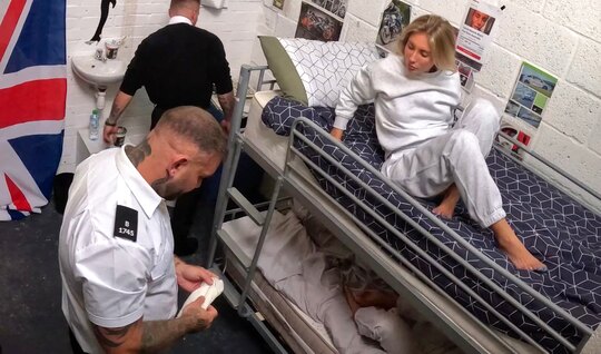 Blonde hit hard group sex in the cell...