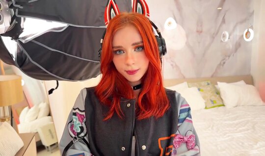 Red -haired Russian bitch tenderly undertook to suck a stron...