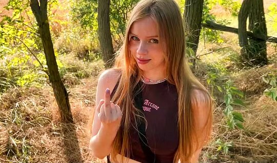 The young girlfriend of the guy sucked in nature...